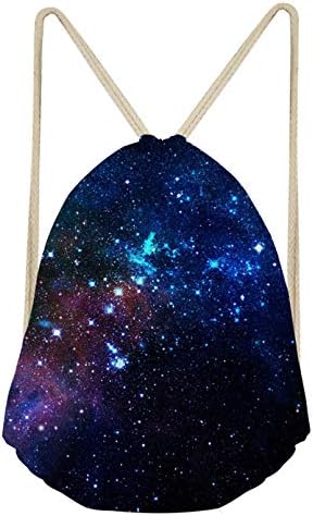 Uzzuhi Galaxy Starry Sky String Bags para meninos Teen Sport Running Daypack, Cinch Sack Drawstring Backpack Heavy Duty Grande caminhada viagens Yoga Gymbag Sackpack