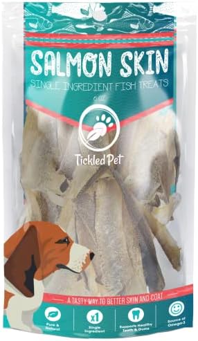Teckledpet Salmon Skin Treats - Ingrediente único - Sustentável - Saudável e Natural - 6oz