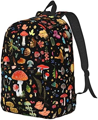 Backpack de cogumelo Casual Casual Backpack Travel Daypack Laptop Bookbag para meninos e meninas com tiras acolchoadas ajustáveis