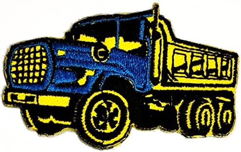Kleenplus 3pcs. Haul Dump Truck Cartoon Kids Iron em remendos de moda amarela e azul estilo de moda bordada de motivos de decoração de decoração de emblema.
