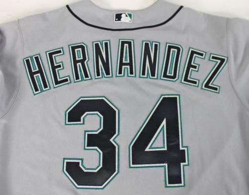 Mariners Felix Hernandez Game usou 2015 Gray Majestic Road Jersey com LOA - MLB Game usado Jerseys