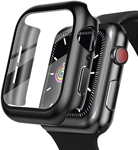 Compatível para Apple Watch Series 3 Série 2 1 38mm Case com protetor de tela de vidro temperado com temperamento, Ultra