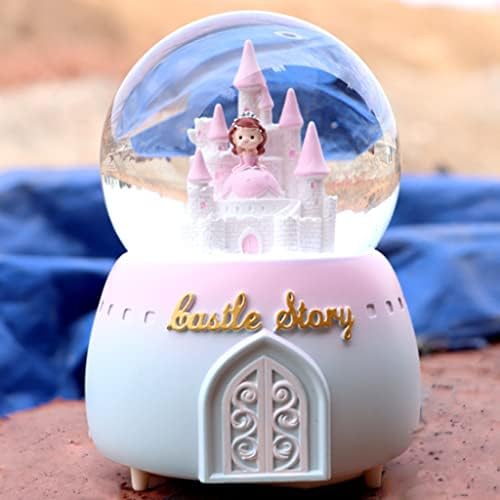 ASUVUD Creative Lights flutuando flocos de neve dentro da curva Castelo Princess Glass Crystal Ball Box Box Birthday Gift