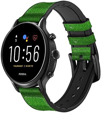 CA0267 Futebol de futebol Campo de couro e silicone Smart Watch Band Strap for Fossil Mens Gen 5e 5 4 Sport, Hybrid Smartwatch HR Neutra,