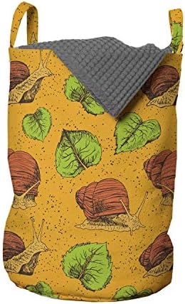 Bolsa de lavanderia de caracóis de Ambesonne, tema da temporada de outono ao longo de moluscos e folhas terrestres