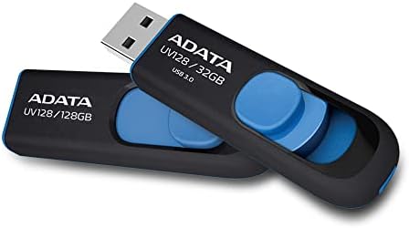 Adata UV128 32 GB USB 3.0 Drive flash sem capitão retrátil, azul
