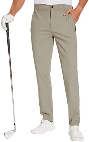 Calças de golfe especialMagic Men Stretch Slim Fit Ponts de caminhada Vestido leve Bolsos de zíper cônico casual