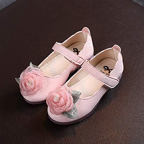Sapatos para meninas de flor de criança não deslizante macio Mary Jane Sapatos Floral Princesa Sapatos de Flores para o casamento da escola