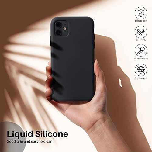 Caixa de silicone líquido ORNARTO para iPhone 11, capa de silicone líquido fino com capa de borracha de gel macia