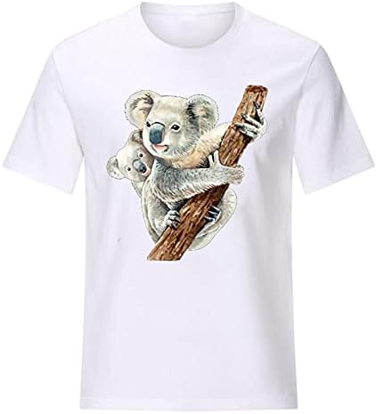 Camisetas de impressão de Koala fofas para mulheres de verão tampas curtas Tops Crewneck Casual Tee camiseta camiseta de