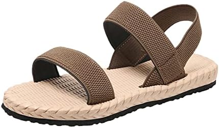 Zhishiliuman São de verão Sandália para mulheres escorrega em slides de conforto aberto sandálias de tira do tornozelo elástico sapatos de praia Bohemia