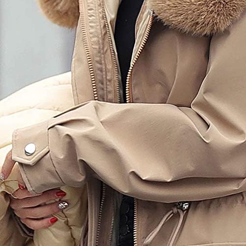 Cokuera Moda feminina outono de inverno casaco quente Classy Causal Slim Comprimento de ajuste espesso Casaco aconchegante de algodão