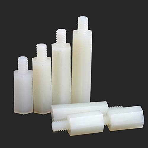 Parafuso 100pcs m4l+6mm de nylon espaçador masculino branco para fêmea pilares de rosca de plástico fêmea PCB -)