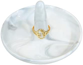 Porta de prato de anel de mármore Oskas, decoração de joalheria de porcelana de porcelana bandeja de louça para anéis Brincos