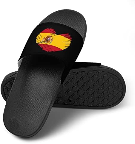 Bandeira da Espanha em sandálias de casa de coração não deslizam chinelos de dedo do pé para massagem banho de chuveiro