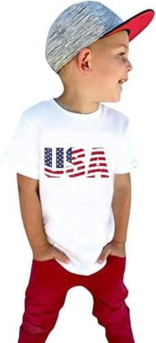 2023 Crianças de criança de verão meninas meninos 4 de julho de verão Manga curta Independence Day Tir shirt Tee meninos