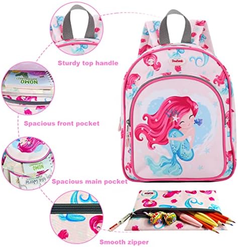 Mochila Dodinmi Toddler para meninas, mochilas de 12,5 para crianças para meninas, pequena bookbag de criança com bolsa de
