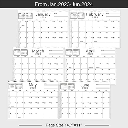 Calendário da parede de Yinghezu -Calendário 2023-2024 De janeiro de 2023 a junho de 2024,18 meses calendário, papel