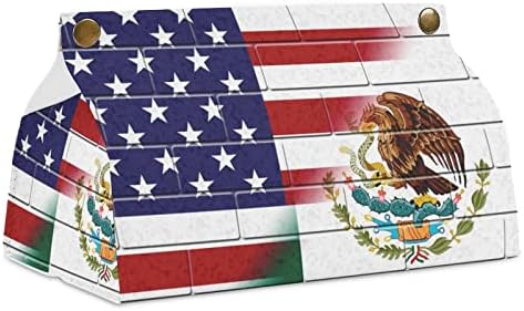 Caixa de tecido de parede da bandeira da bandeira do México Tampa da caixa de lenços de papel de couro PU