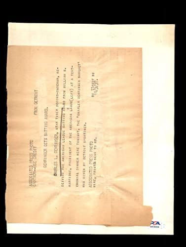 Charlie Gehringer PSA DNA assinado 1937 8x10 foto de arame original Autograph Tigers