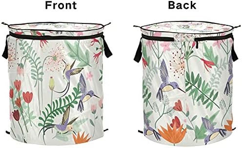 Ação de Graças Hummingbird Flower Garden Pop Up Laundry Horty com tampa com zíper cesta de roupa dobrável com alças Organizador