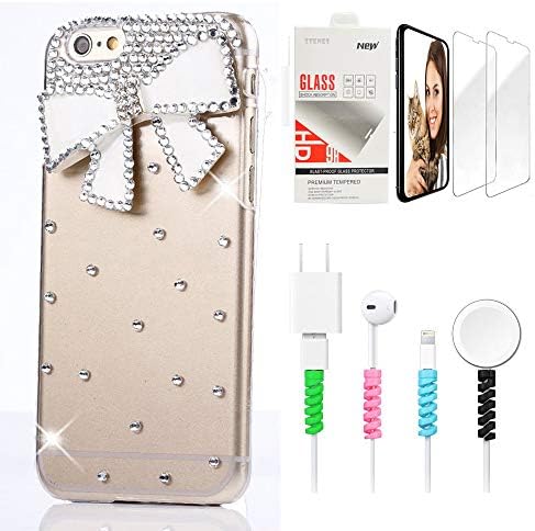 STENES Sparkle Case Compatível com iPhone XS Max - Stylish - 3D Bling Bling White Shiny Bowknot Cober com protetor de tela