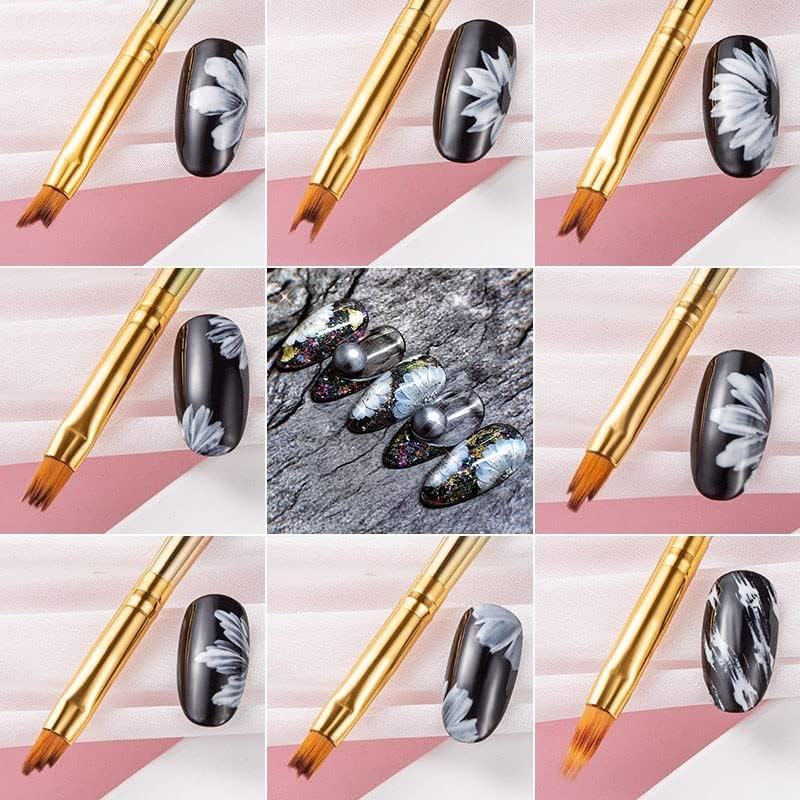 Slnfxc 8pcs/conjunto Gel Gradiente Metal Gradiente Irregular Brush Art Art ACRYLIC Pintura de desenho Pen Tips Diy Home Salon Tools