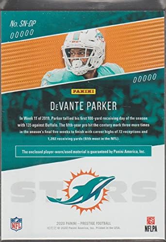 2020 Panini Prestige Stars of the NFL 39 Devante Parker Game usou Jersey Miami Dolphins NFL Football Trading Card