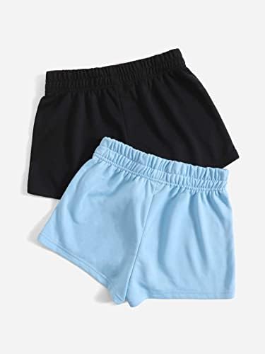 Shorts shorts knyoip para mulheres para shorts femininos 2 pacote de shorts de trilha elástica de cintura sólida
