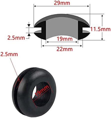 200pcs diâmetro interno de 20 mm preto preto pvc anel protetor anel de borracha anel de borracha de sobrecorrente bobina de