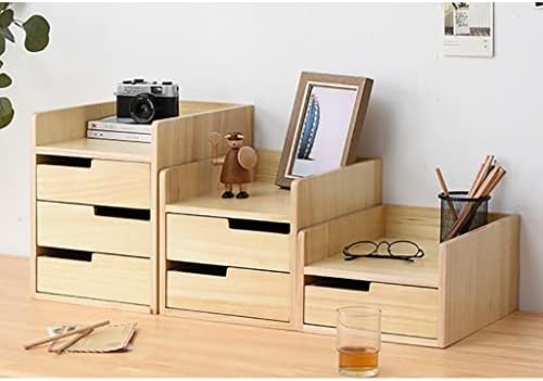 Caixa de armazenamento para desktop em casa Gabinete de dados de móveis de madeira sólido 1/2/3 gavetas Armário de armazenamento