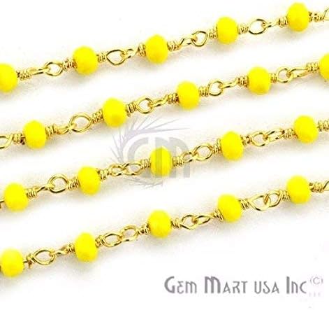 Agenda amarela de um pé, 2,5-3mm 24k Fio de arame revestido de ouro embrulhado Chain de rosário a pé.