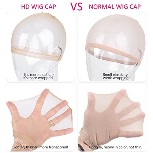 HD Wig Cap para peruca frontal de renda, 10 peças Caps de peruca para mulheres, bonés de estocagem para perucas, tampa de peruca fina e respirável, tampas de peruca invisíveis HD