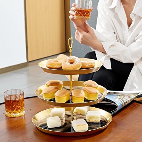 Conjunto de bolo de 3 cupcakes de 3 camadas Stands reutilizáveis ​​Plates de pastelaria para decorações de festas de chá