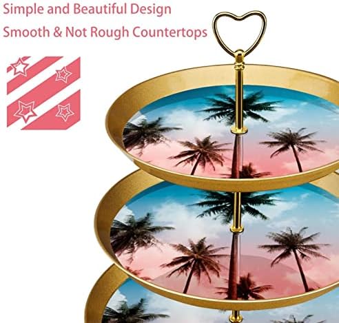 Cupcake Stand de 3 camadas Summer Coconut Palm Trees Fester Servidor de alimentos Stand Stand Fruit Plate Decorating