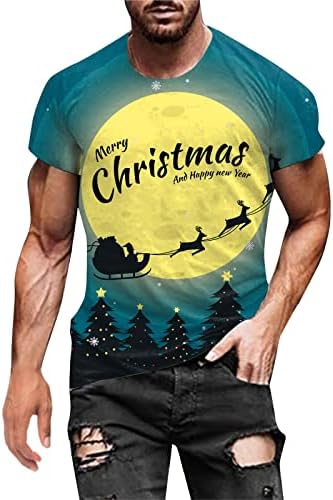 Camisetas masculinas de zddo masculino Papai Noel Papai Noel Soldado Soldado Tops de manga curta