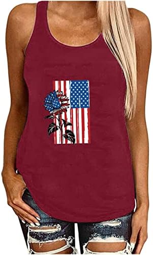 Tampo da bandeira dos EUA da feminina Tampa de bandeira causal sem mangas camiseta patriótica 4 de julho Camisas de julho
