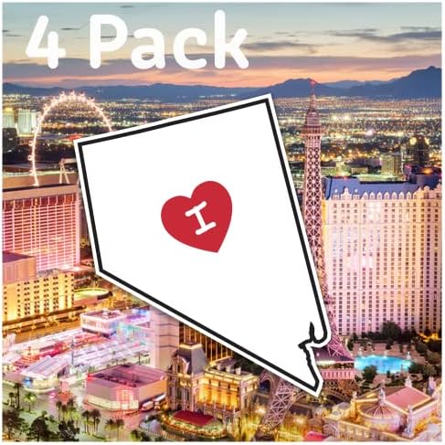4 pacote | Eu amo o adesivo de decalque em forma de Nevada com coração vermelho | Provo de água 3,5 polegadas | Nv | Aplique na Janela do refrigerador de garrafa de água do laptop de caneca ou para o para -choques