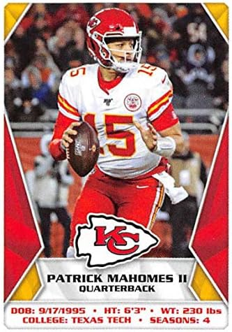 2020 Panini NFL adesivos #249 Patrick Mahomes II Cartão de adesivo de futebol de Kansas City Chiefs