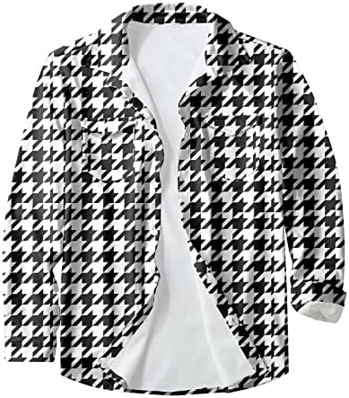 Firero masculto botão abaixo de manga longa camisas xadrezas de retalhos xadrez de outono de camisa clássica de placas