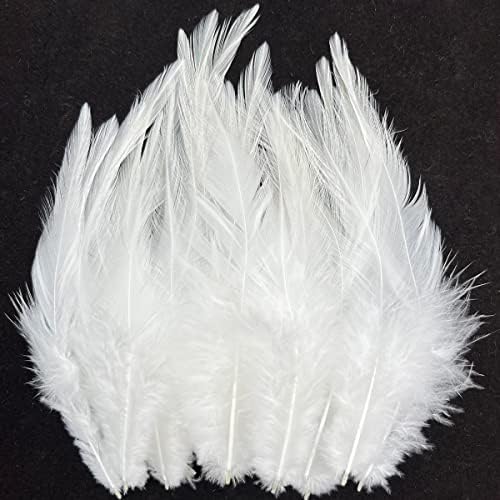 200pcs White Feather Rooster Seldle Hackle Feathers 4-6 Feathers a granel para artesanato Decoração de Dream Catchers
