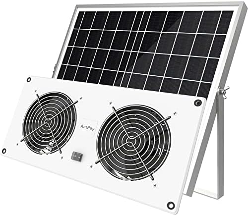 Kit de ventilador de energia solar de Antpay, ventilador duplo à prova de 15W com cabo de 11 pés/3,5m para pequenas gestas de frango,
