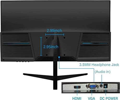Monitor de tela LED fina de 22 polegadas FHD 1080P, monitor de computador, taxa de atualização de 60Hz com VGA HDMI e áudio, VESA