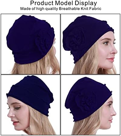 OSVYO Cotton Chemo Hat Beanie Headwear para câncer de tampa feminina para perda de cabelo Pacote selado
