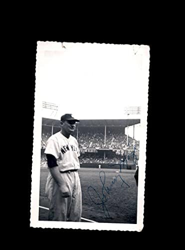 Johnny Mize JSA CoA assinou o vintage 4x6 1950 de 1950, fotografias originais do New York Giants