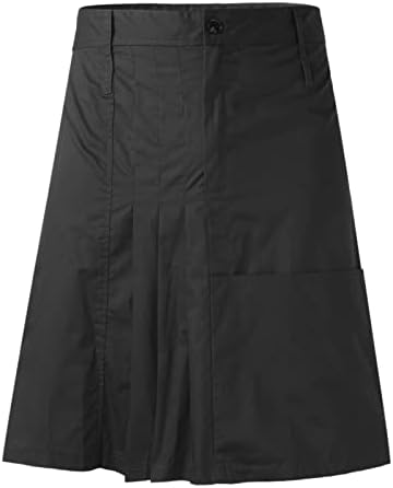 Calça masculina 42x34 Moda de moda casual estilo escocês saia de bolso sólido de bolso sólido