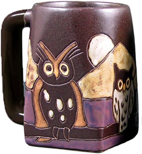 Coleção de grés de Mara - 12 onças de xícara de café colecionável canecas de jantar de fundo quadrado - Coruja noturna