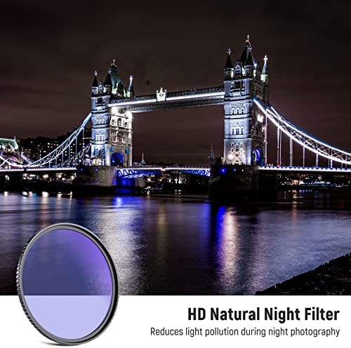 Filtro noturno natural de 72 mm de 72 mm com construção de vidro de neodímio em HD, filtro de redução de poluição