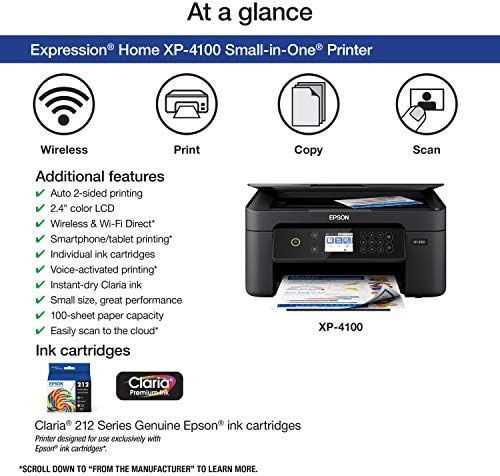 Epson Expression Home XP-4100 Impressora colorida sem fio com scanner e copiadora