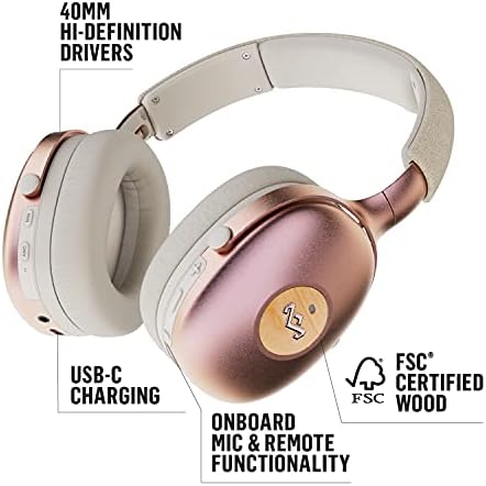House of Marley Positive Vibration XL ANC: Fones de ouvido com cancelamento de ruído com microfone, conectividade Bluetooth